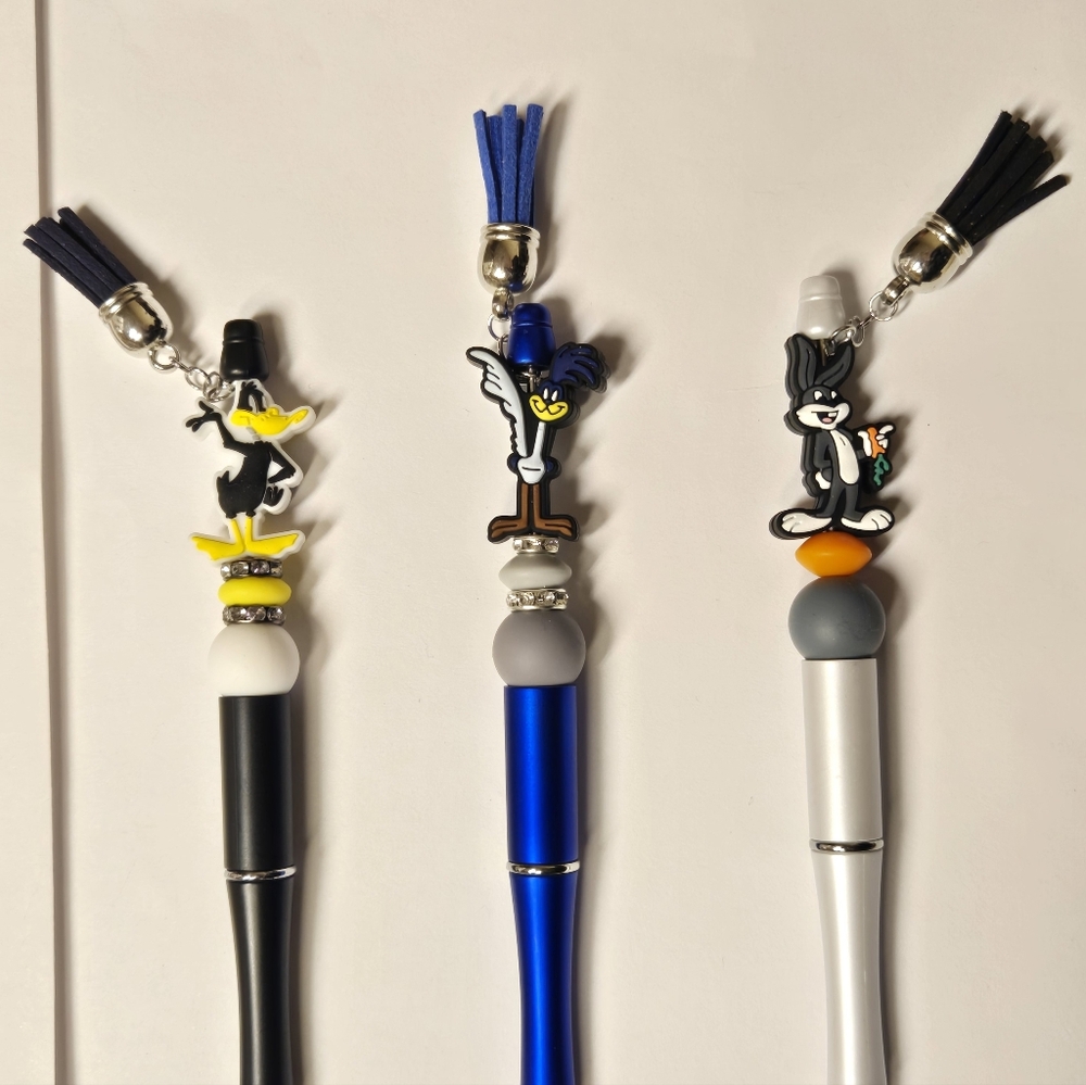 Looney Toon Character Pens Set Of 3 - Bugs Daffy Roadrunner Hand Crafted